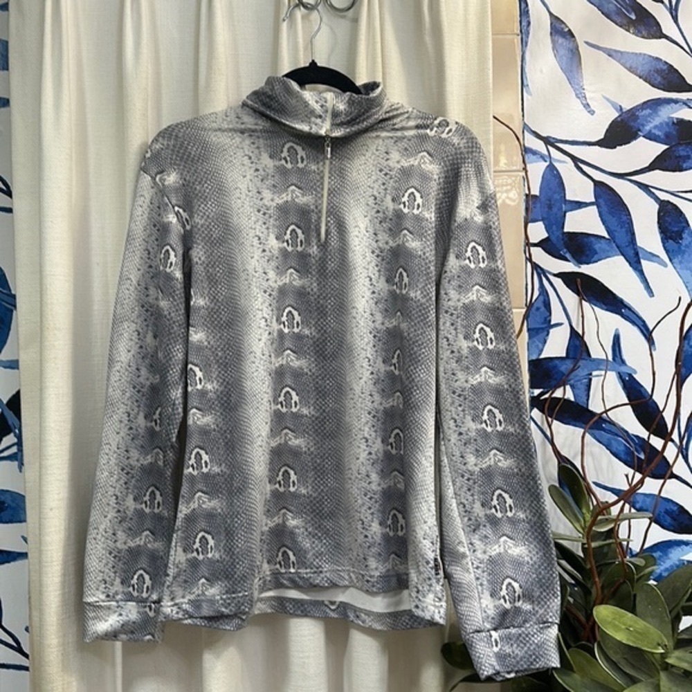 Women’s Vintage Maser International Long Sleeve Snakeskin Print Ski Top Size 14